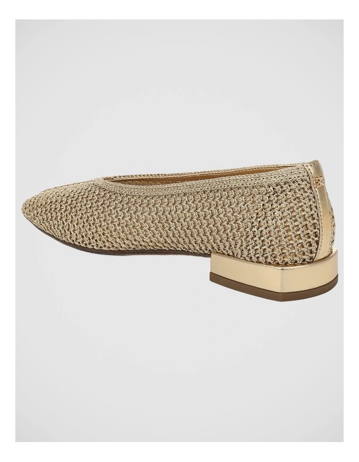 Kasey Flat Shoes in Amber Gold Knit image 3