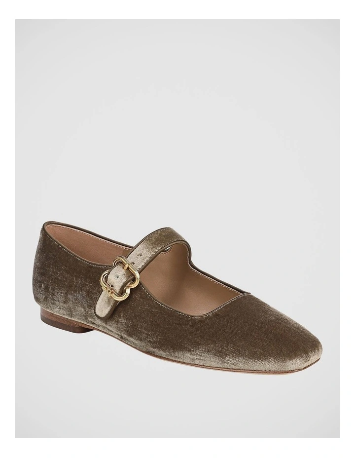 Michaela Ballet Flats in Dark Silver Sage Velvet image 2