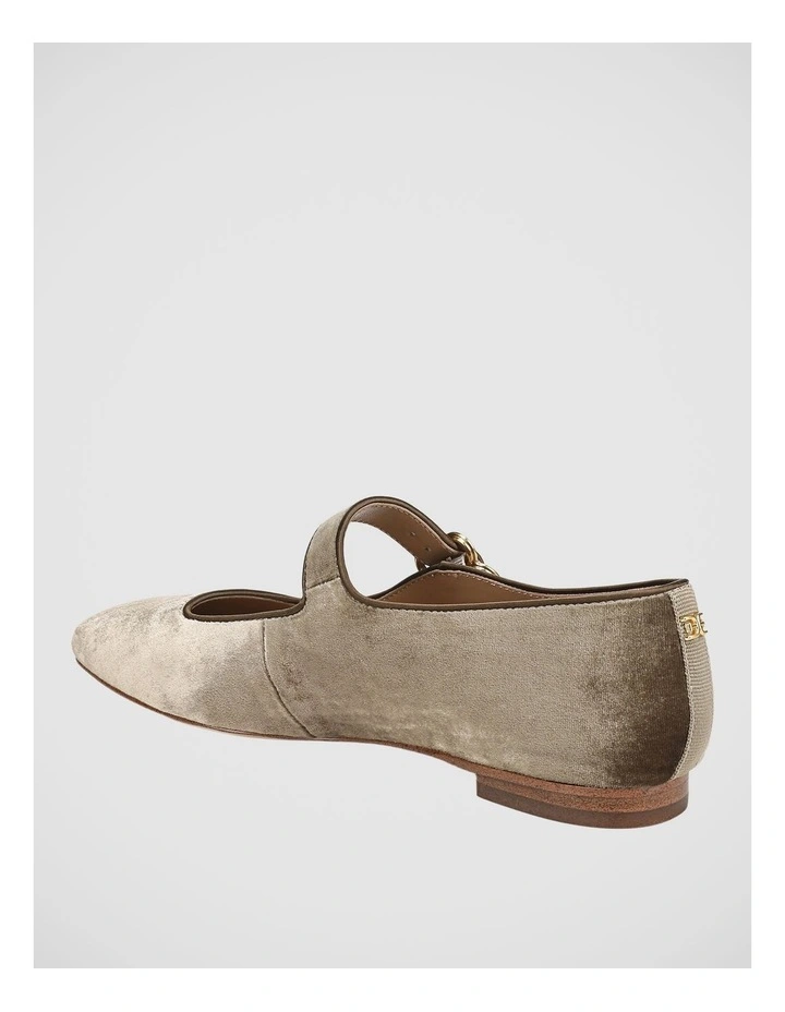 Michaela Ballet Flats in Dark Silver Sage Velvet image 3