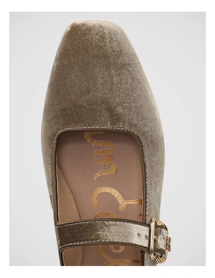 Michaela Ballet Flats in Dark Silver Sage Velvet image 4