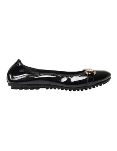 Pilgrim Flat Shoes in Black Patent