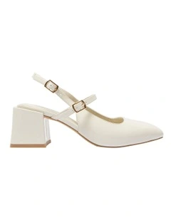 Lenora Heeled Shoes in Bone Patent Leather