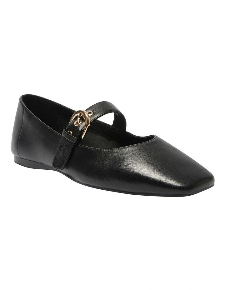 Melrose Flat Leather Shoes in Black image 3