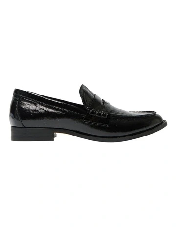 Mabel Loafers in Black Crinkle Patent Leather