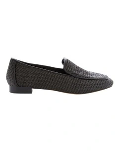 Saxon Flat Shoes in Black Raffia