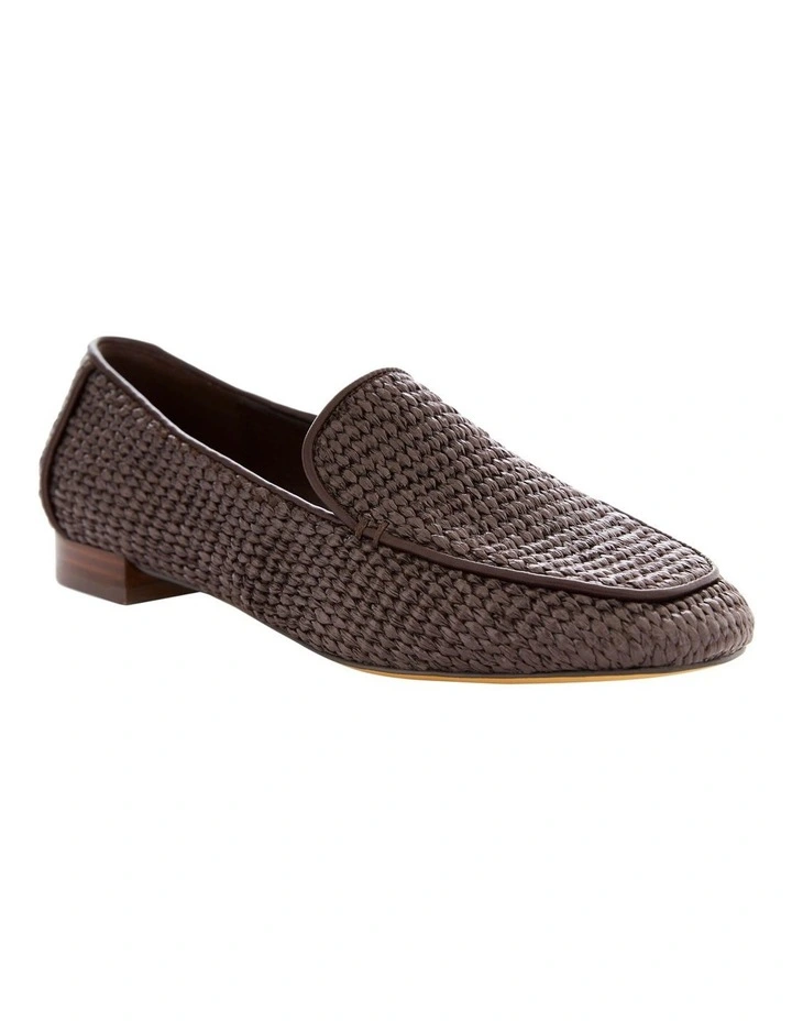 Saxon Flat Shoes in Chocolate Raffia image 2