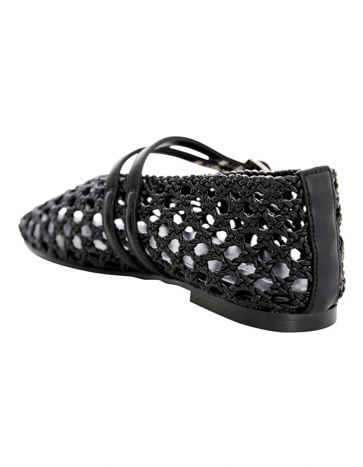 Ebony Flat Shoes in Black Weave image 3