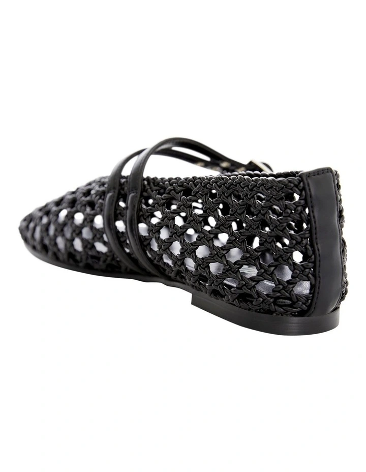 Ebony Flat Shoes in Black Weave image 5