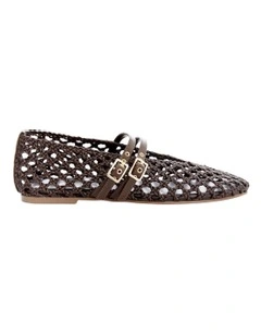 Ebony Flat Ballet in Chocolate Weave