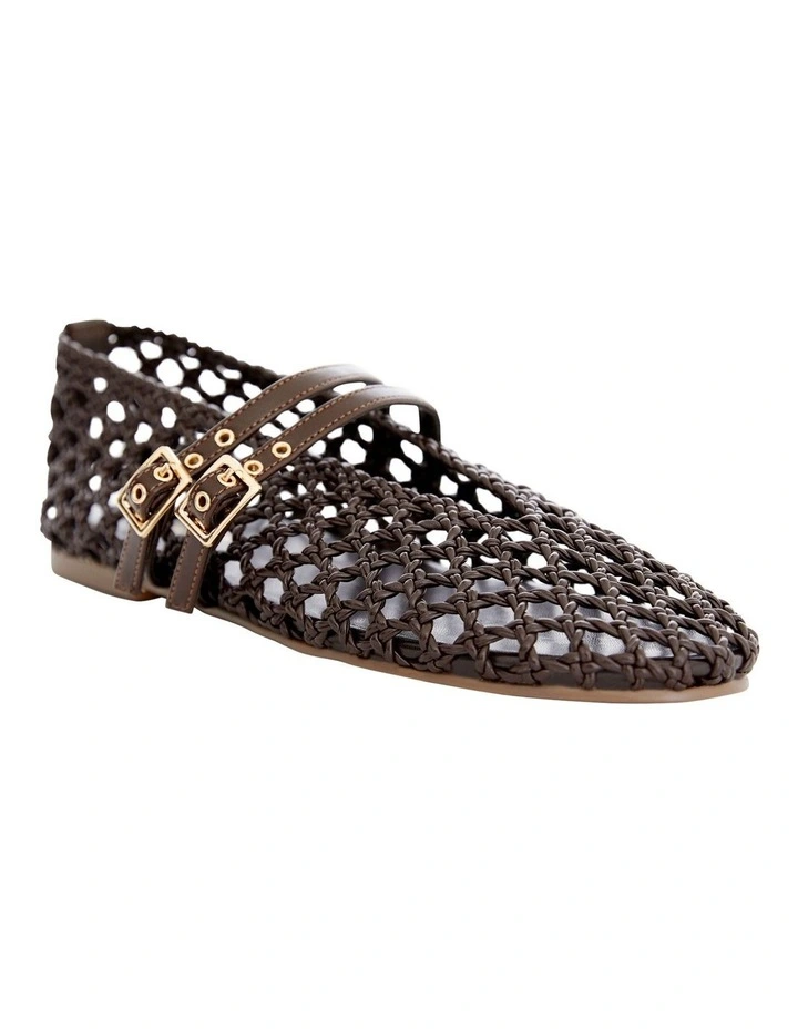Ebony Flat Ballet in Chocolate Weave image 2