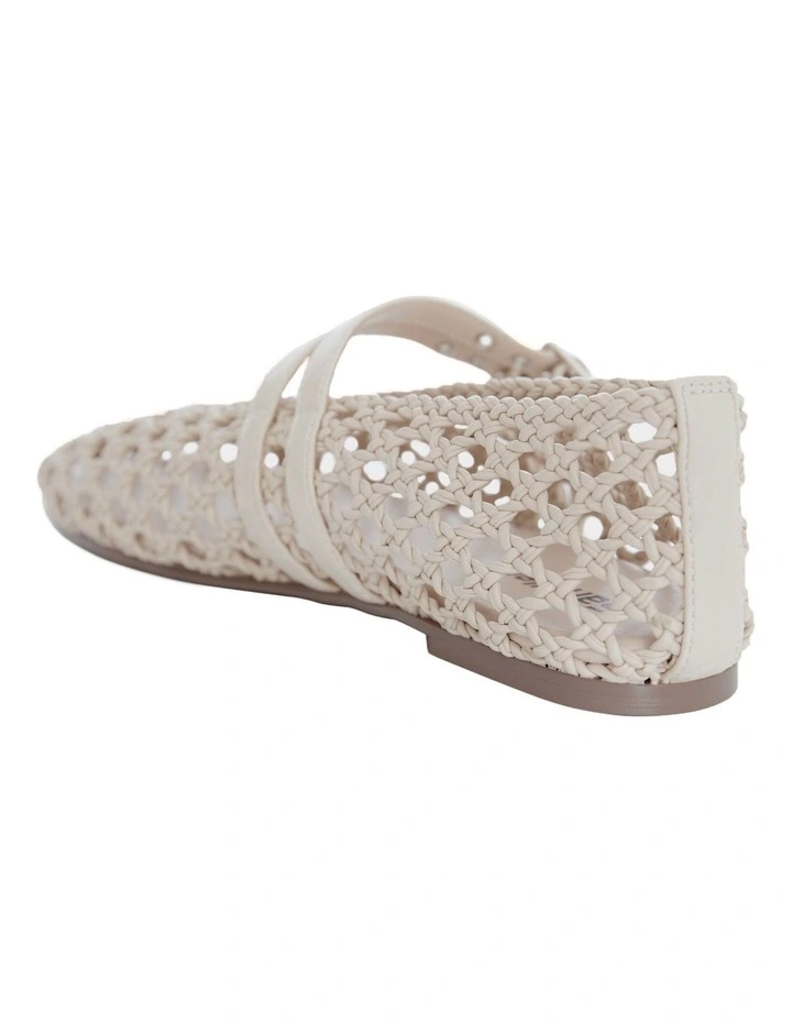 Ebony Flat Shoes in Off White Weave image 4