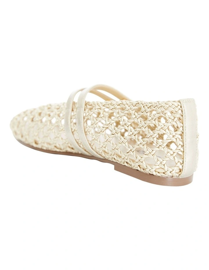 Ebony Flat Shoes in Soft Gold Weave image 3