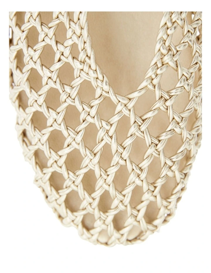 Ebony Flat Shoes in Soft Gold Weave image 4