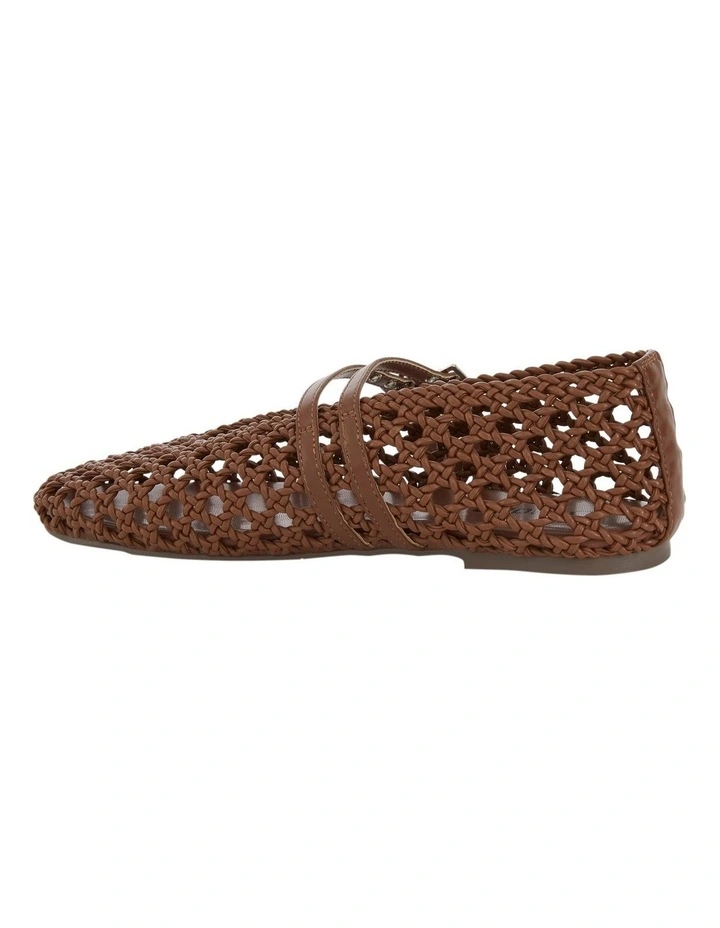 Ebony Flat Shoes in Tan Weave image 3