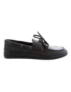 Ohio Flat Shoes in Black Leather