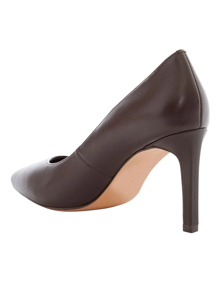 Octavia Heeled Leather Shoes in Chocolate image 3