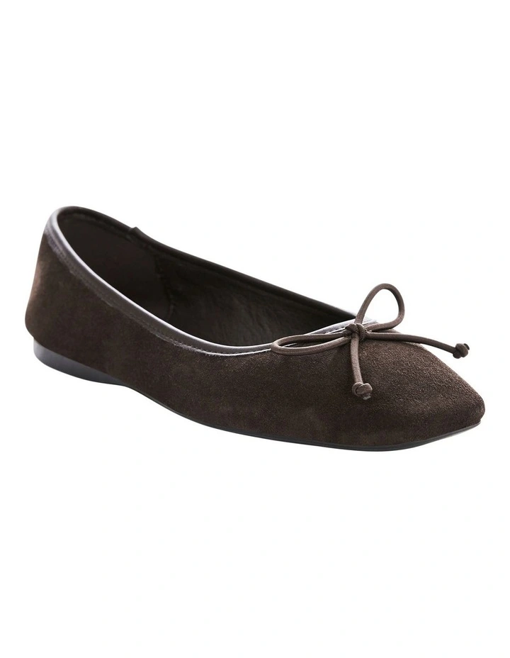 Maya Ballet Flats in Chocolate Suede image 2