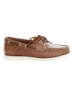 Anchor Flat Shoes in Brown Leather