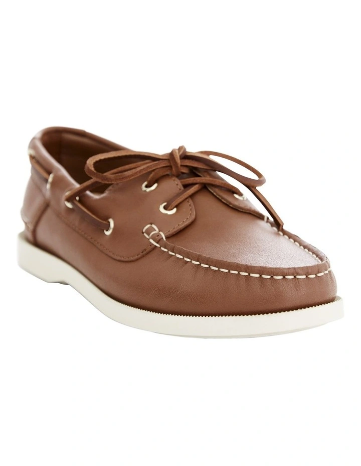 Anchor Flat Shoes in Brown Leather image 2