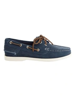 Anchor Flat Shoes in Navy Suede Leather