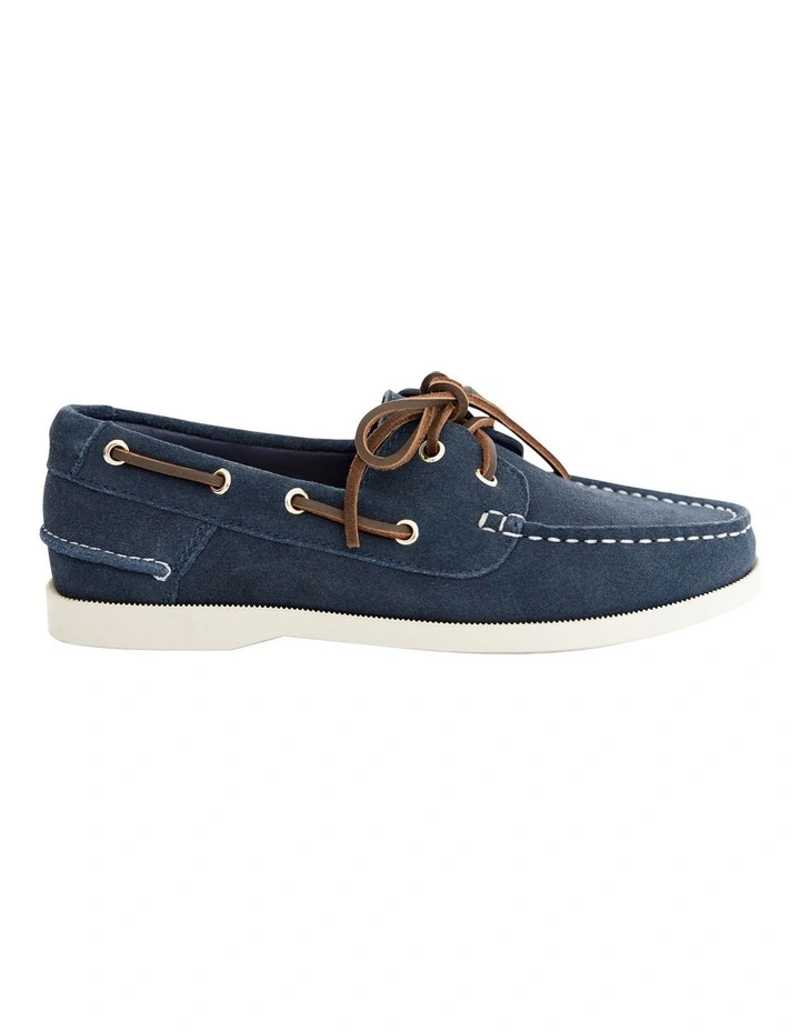 Anchor Flat Shoes in Navy Suede Leather image 1