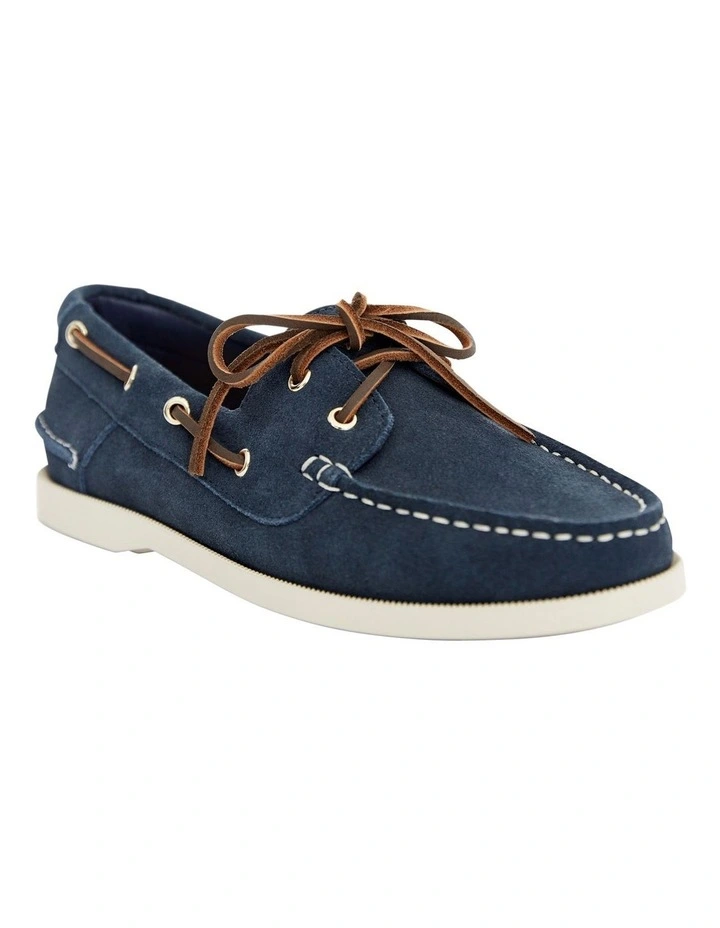 Anchor Flat Shoes in Navy Suede Leather image 2