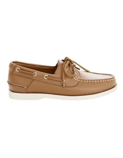 Anchor Flat Shoes in Tan Leather