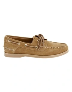 Anchor Flat Shoes in Taupe Suede Leather