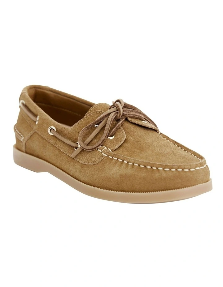 Anchor Flat Shoes in Taupe Suede Leather image 2