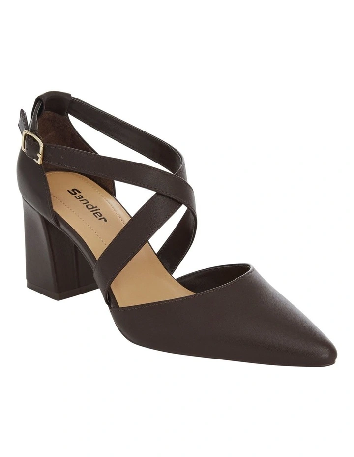 Kara Heeled Shoes in Chocolate Leather image 2