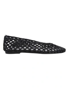 Ella Flats Ballet in Black Weave