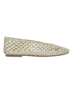 Ella Flats Ballet in Soft Gold Weave