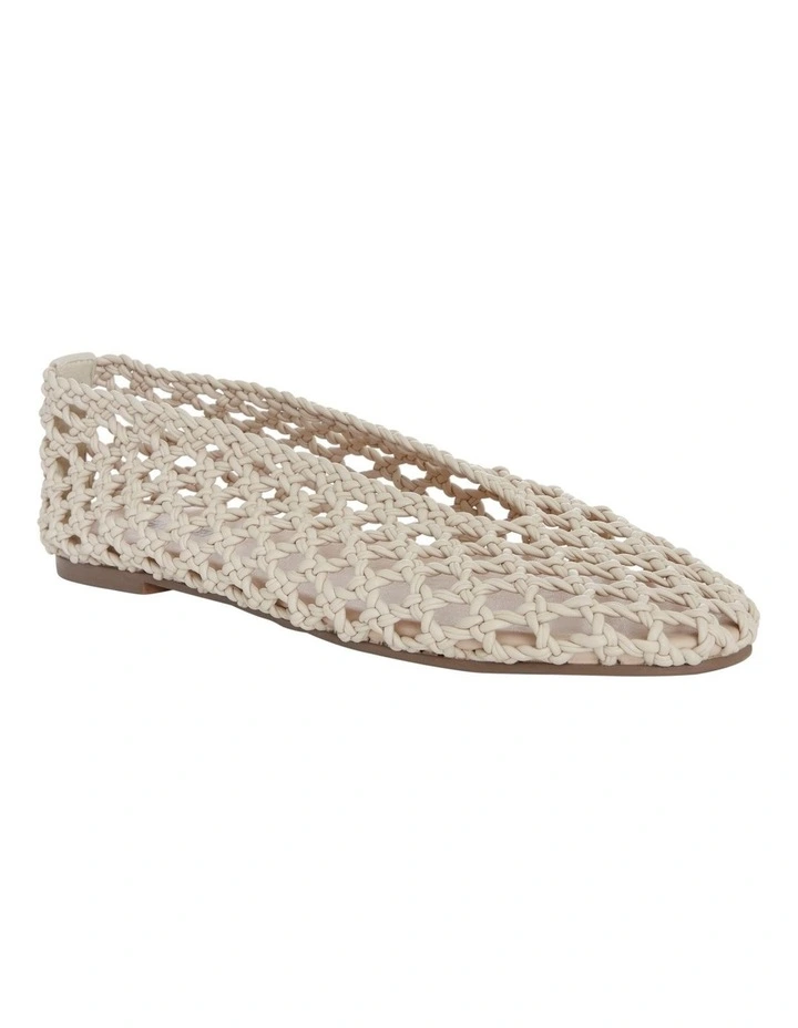 Ella Flats Ballet in Off White Weave image 3