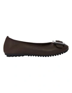 Pentagon Flat Shoes in Chocolate Leather