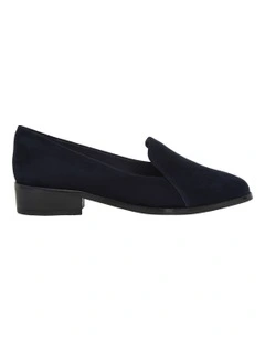 Tara Flat Shoes in Navy Suede