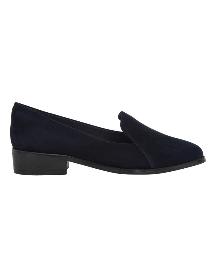 Tara Flat Shoes in Navy Suede image 1