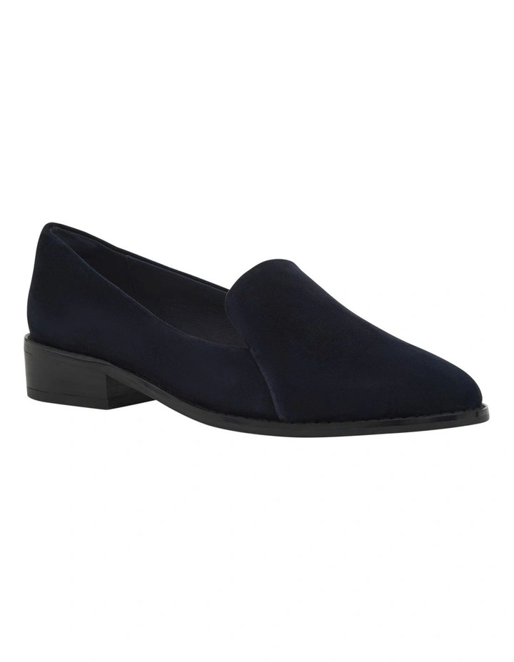 Tara Flat Shoes in Navy Suede image 2