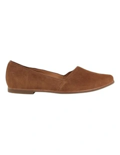 Rachael Flat Shoes in Tan Suede