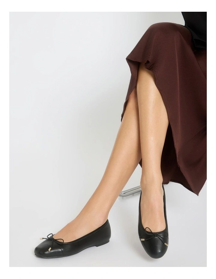 Ariel Leather Ballet Flats in Black image 2
