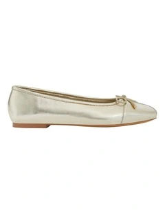 Ariel Ballet Flats in Gold Metallic Leather