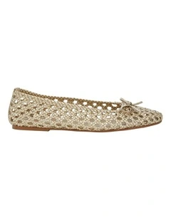 Eden Ballet Flats in Gold Weave