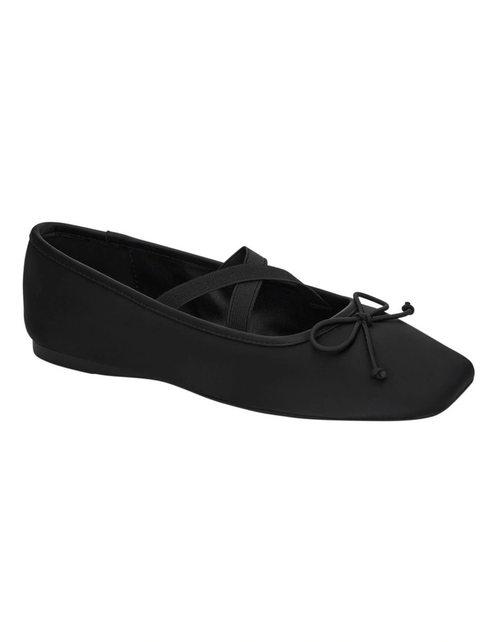 Monica Flat Shoes in Black Satin image 2