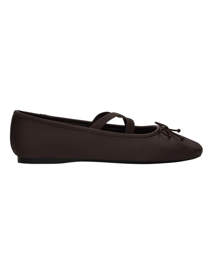 Monica Flat Shoes in Chocolate Satin image 1