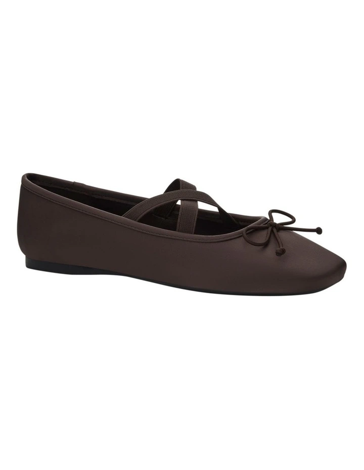 Monica Flat Shoes in Chocolate Satin image 2