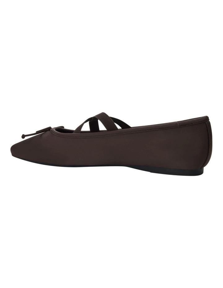 Monica Flat Shoes in Chocolate Satin image 3