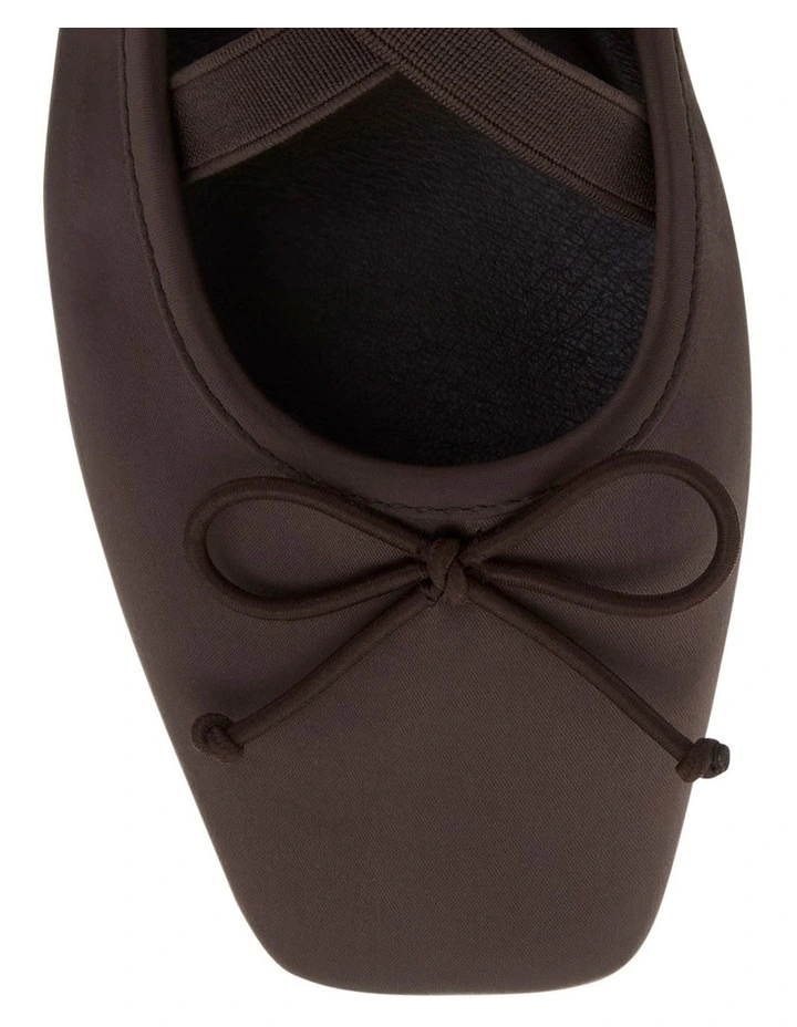 Monica Flat Shoes in Chocolate Satin image 4