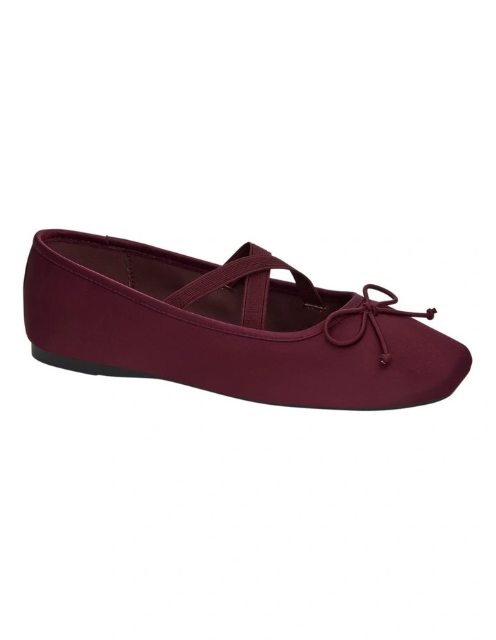Monica Flat Shoes in Wine Satin image 2