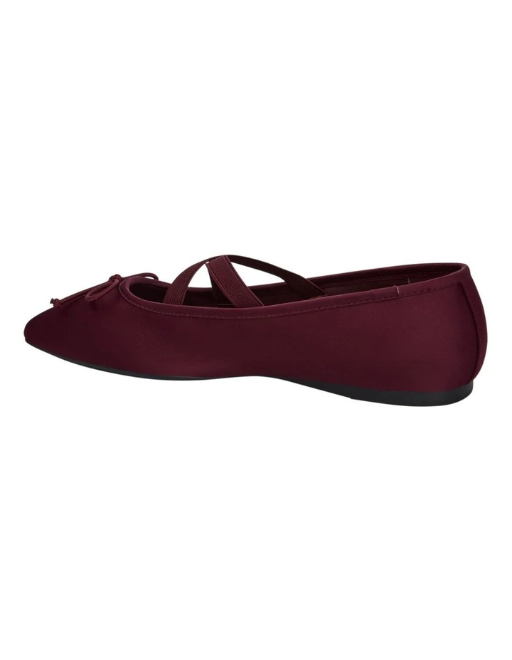 Monica Flat Shoes in Wine Satin image 3