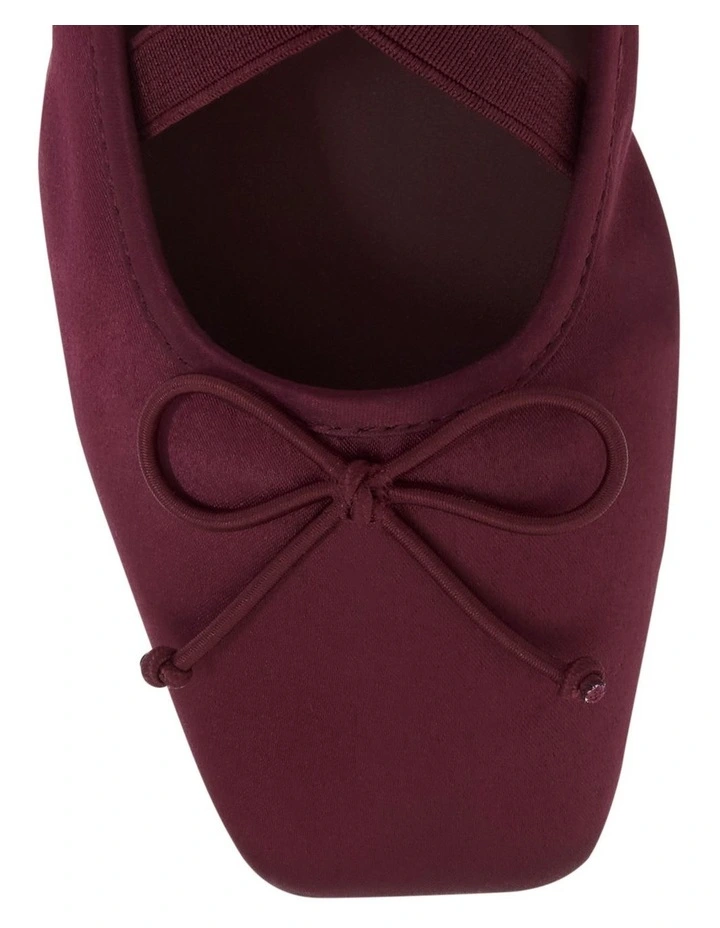Monica Flat Shoes in Wine Satin image 4