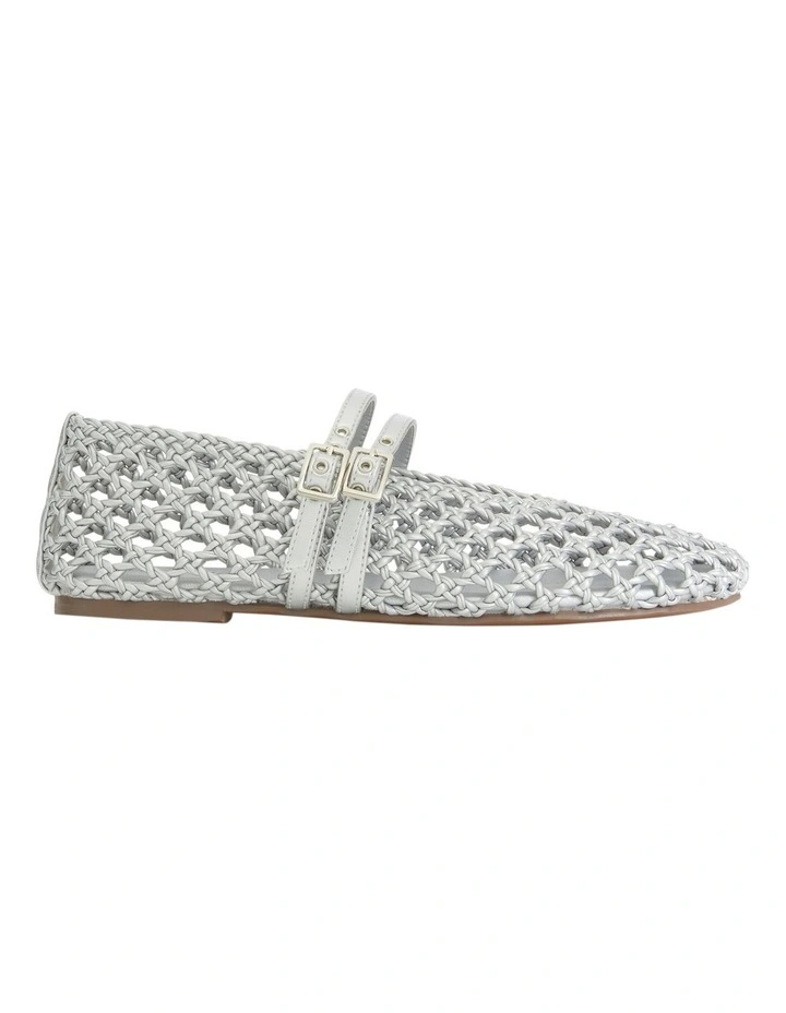 Ebony Ballet Flats in Silver Weave image 1